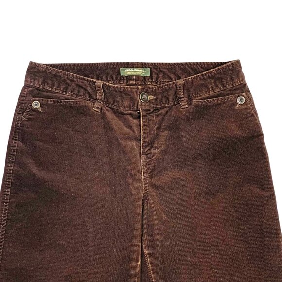 Eddie Bauer Classic Cocoa Brown Mid Rise Flared Leg Thin Wale Corduroy Pants - Picture 3 of 10